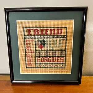 Framed 7 x 7 Crosstitch picture “Friend”